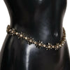 Dolce & Gabbana Black Daisy Crystal Dauphine Texture Belt