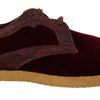 Dolce & Gabbana Bordeaux Velvet Exotic Leather Shoes