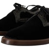 Chaussures habillées élégantes en velours noir et cuir exotique Dolce &amp; Gabbana