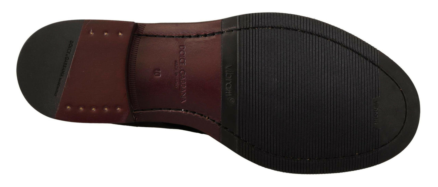 Chaussures habillées élégantes en velours noir et cuir exotique Dolce &amp; Gabbana