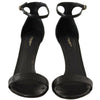 Dolce &amp; Gabbana Schwarze Straußenleder-Sandalen mit Knöchelriemen