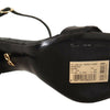 Dolce &amp; Gabbana Schwarze Straußenleder-Sandalen mit Knöchelriemen