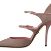 Dolce & Gabbana Pink Glittered Strappy Sandals Mary Jane Shoes