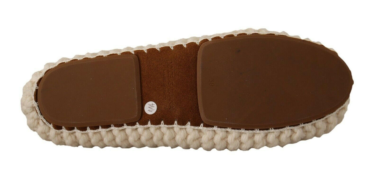 Dolce &amp; Gabbana – Weiße Ballerinas zum Hineinschlüpfen aus Wollstrick