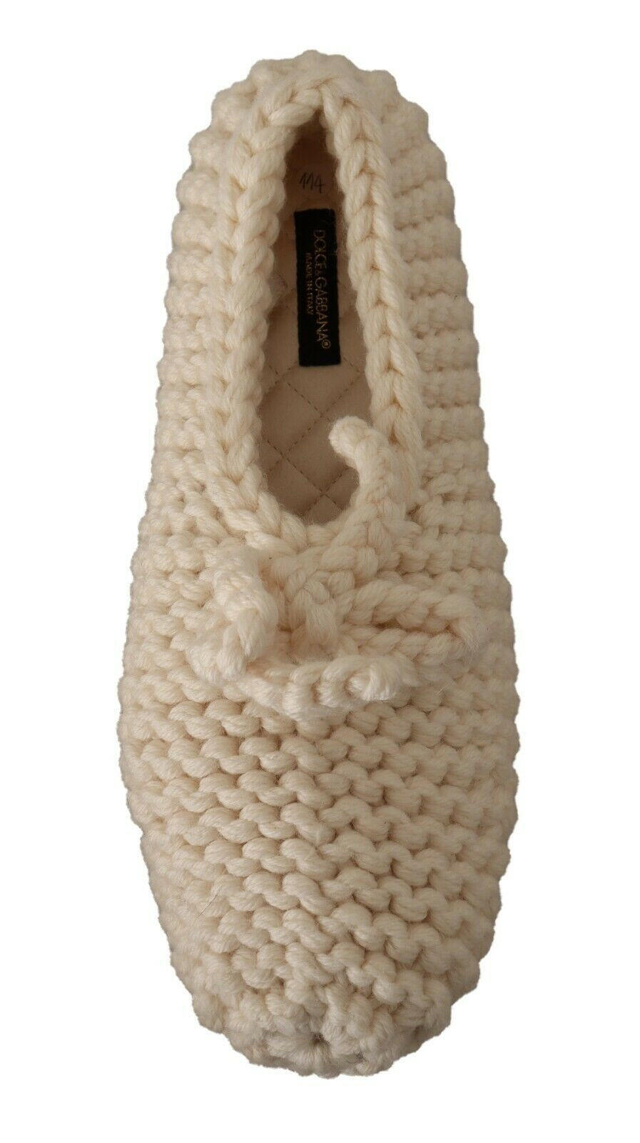 Dolce &amp; Gabbana – Weiße Ballerinas zum Hineinschlüpfen aus Wollstrick