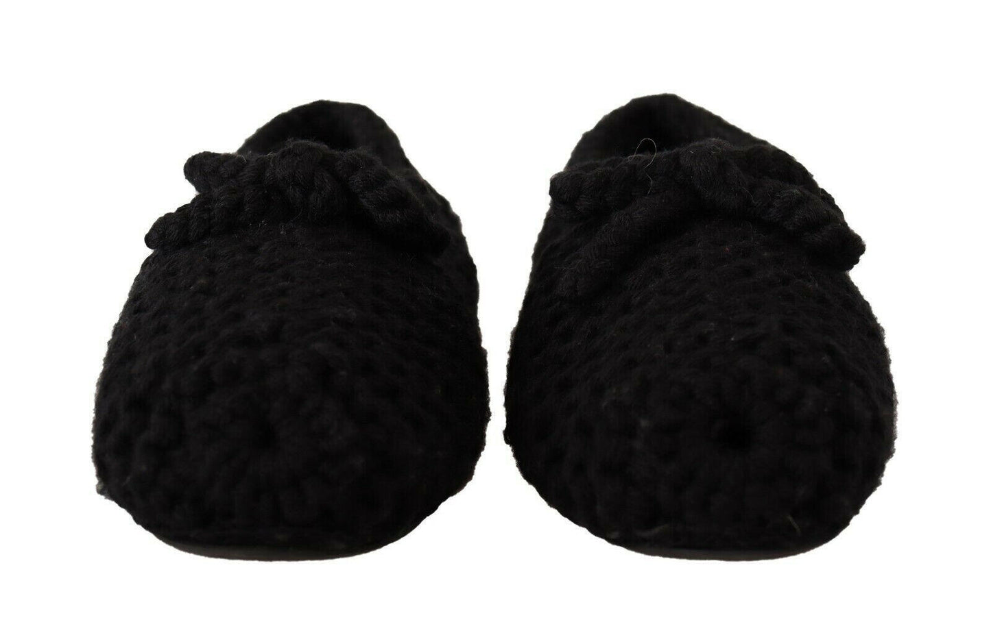 Dolce &amp; Gabbana – Schwarze Ballerinas zum Hineinschlüpfen aus Wollstrick