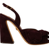 Dolce & Gabbana Dark Purple Suede Ankle Strap Sandals Shoes