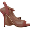 Dolce &amp; Gabbana – Sandalen mit Knöchelriemen aus Stretch-Tüll in Rosa