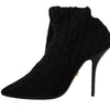 Dolce & Gabbana Black Stretch Socks Knee High Booties Shoes