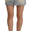 Ermanno Scervino Hellblauer Denim-Mini-Baumwollrock mit mittlerer Taille