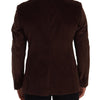 Dolce & Gabbana Brown Corduroy Slim Fit Coat DG Logo Blazer