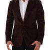 Dolce & Gabbana Brown Corduroy Slim Fit Coat DG Logo Blazer