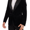 Dolce &amp; Gabbana – Einreihiger Blazer aus schwarzem Samt mit einem Knopf