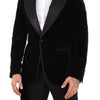 Dolce &amp; Gabbana – Einreihiger Blazer aus schwarzem Samt mit einem Knopf