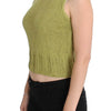 PINK MEMORIES Green Cotton Blend Knitted Sleeveless Sweater