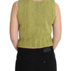 PINK MEMORIES Green Cotton Blend Knitted Sleeveless Sweater