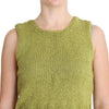 PINK MEMORIES Green Cotton Blend Knitted Sleeveless Sweater