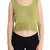 PINK MEMORIES Green Cotton Blend Knitted Sleeveless Sweater