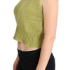 PINK MEMORIES Green Cotton Blend Knitted Sleeveless Sweater
