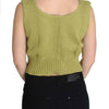 PINK MEMORIES Green Cotton Blend Knitted Sleeveless Sweater