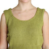 PINK MEMORIES Green Cotton Blend Knitted Sleeveless Sweater
