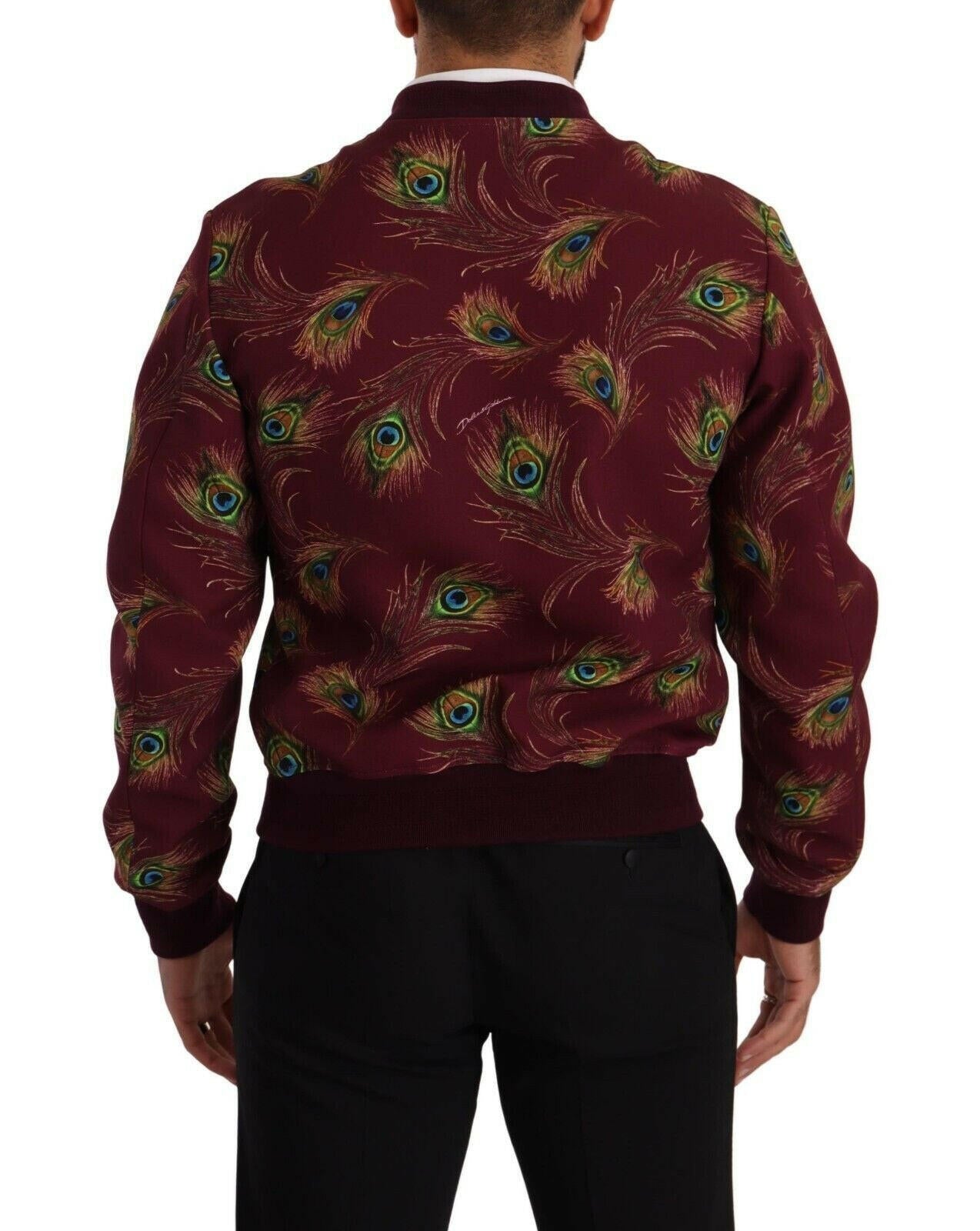 Dolce & Gabbana Red Peacock Polyester Stretch Full Zip Jacket