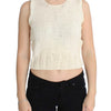 PINK MEMORIES Beige Cotton Blend Knitted Sleeveless Sweater