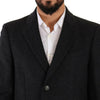 Dolce & Gabbana Dark Gray Wool Over Trench Coat Men Jacket