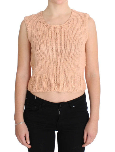 PINK MEMORIES Pink Cotton Blend Knitted Sleeveless Sweater