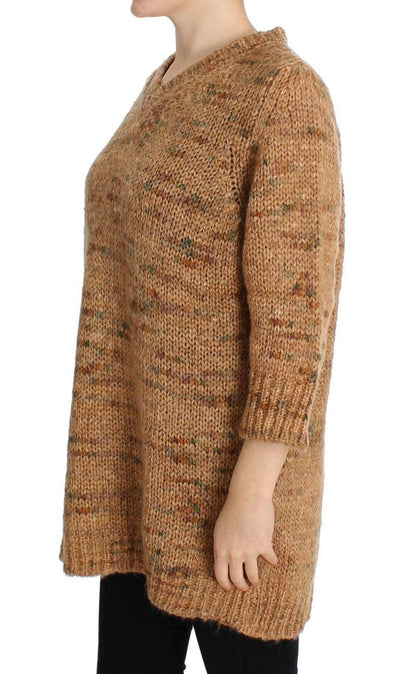 PINK MEMORIES Brown Wool Blend Knitted Oversize Sweater