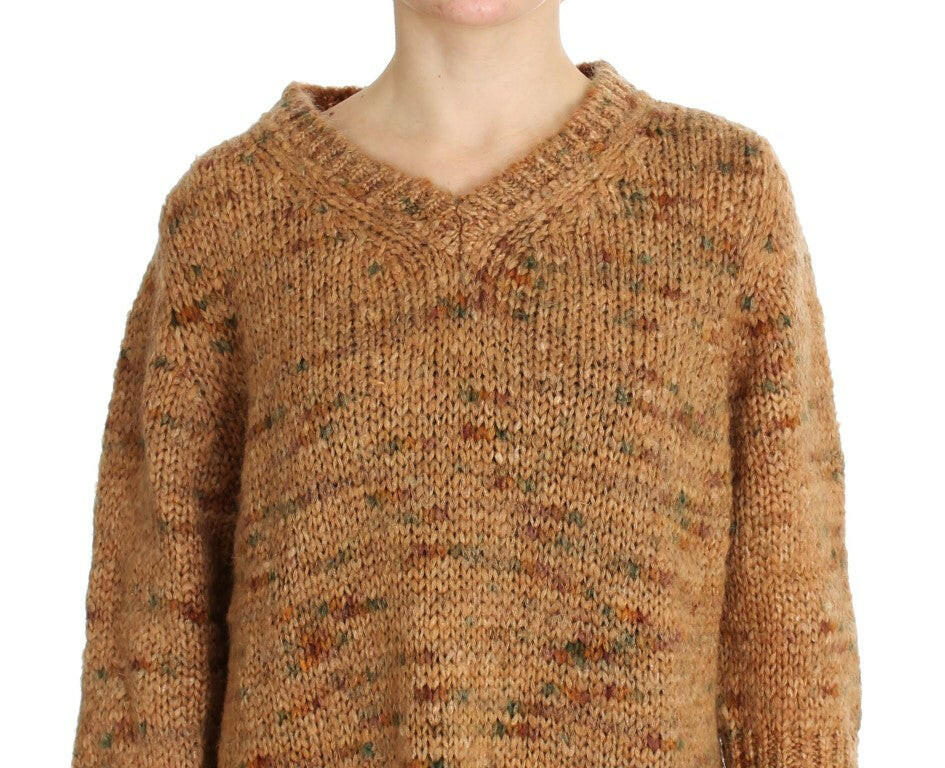 PINK MEMORIES Brown Wool Blend Knitted Oversize Sweater