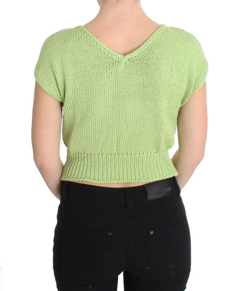 PINK MEMORIES Green Cotton Blend Knitted Sweater