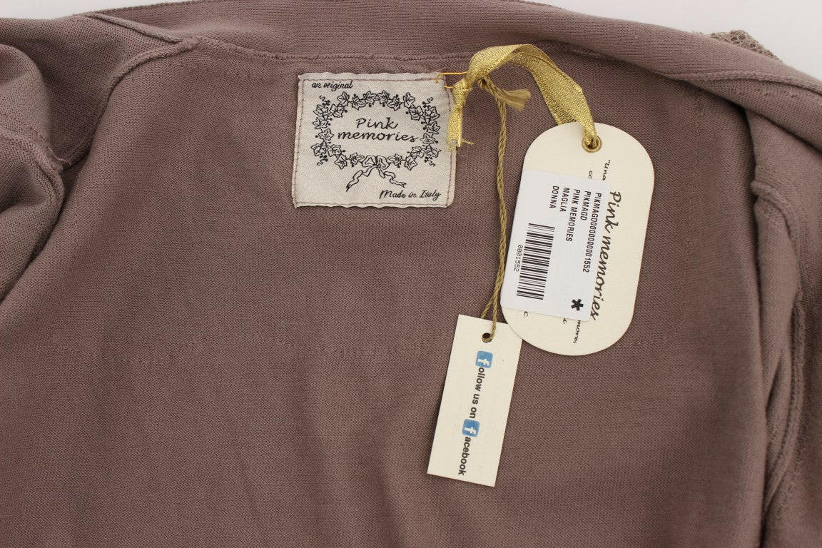 PINK MEMORIES Purple Lace Cotton Cardigan Sweater