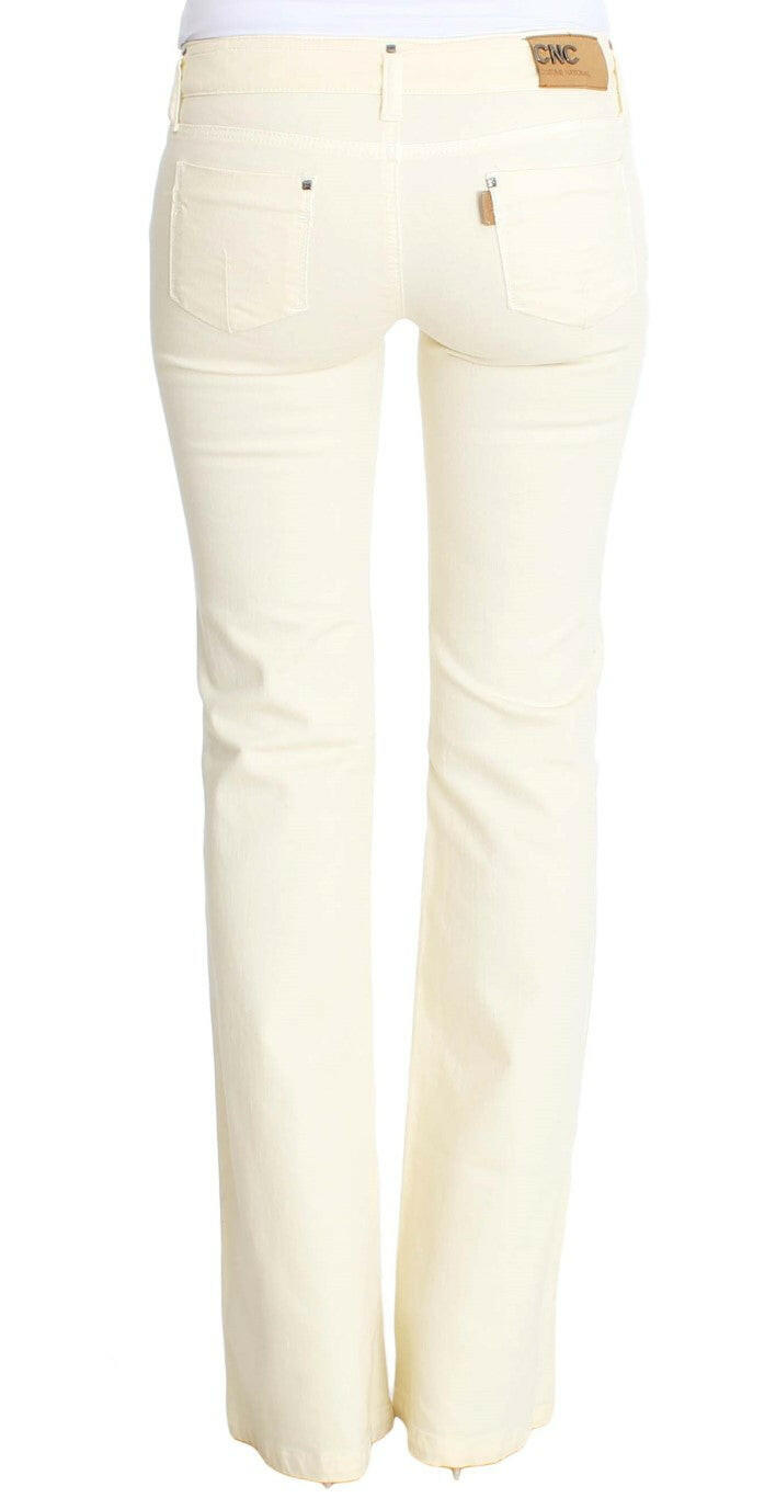 Costume National White Cotton Stretch Flare Jeans
