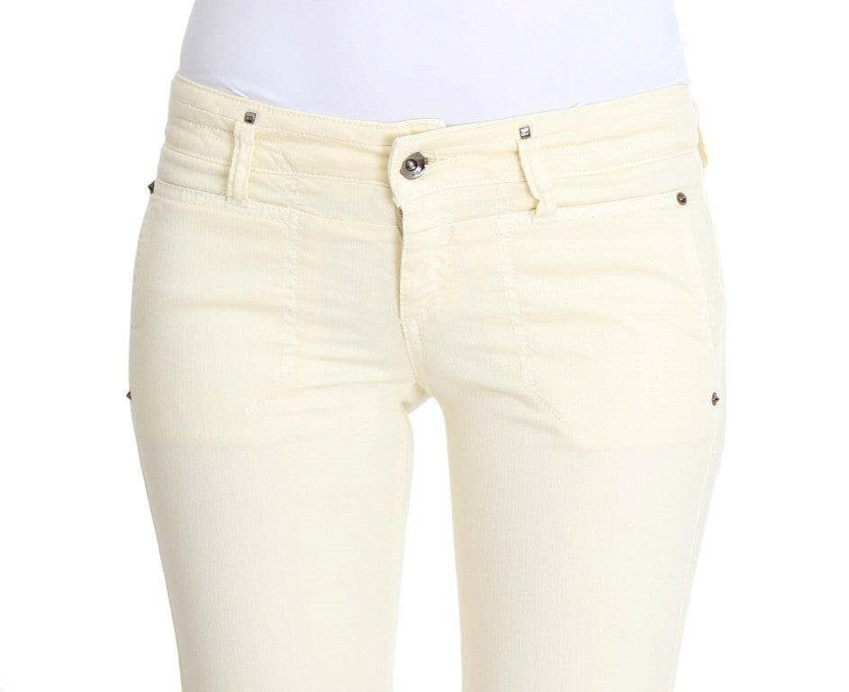 Costume National White Cotton Stretch Flare Jeans