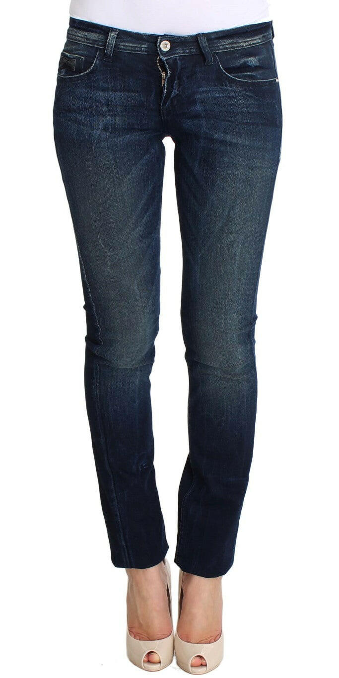Costume National Slim Fit Skinny Jeans aus Baumwolle in blauer Waschung
