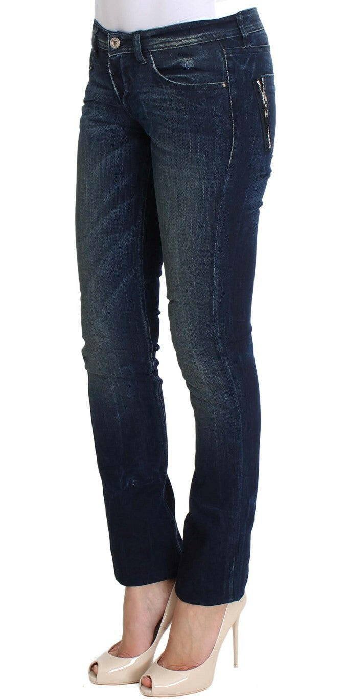 Costume National Slim Fit Skinny Jeans aus Baumwolle in blauer Waschung