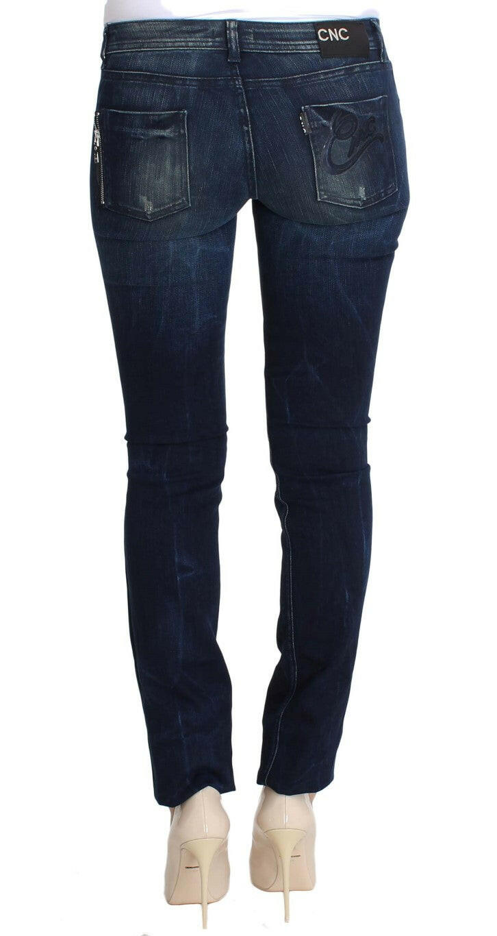 Costume National Slim Fit Skinny Jeans aus Baumwolle in blauer Waschung