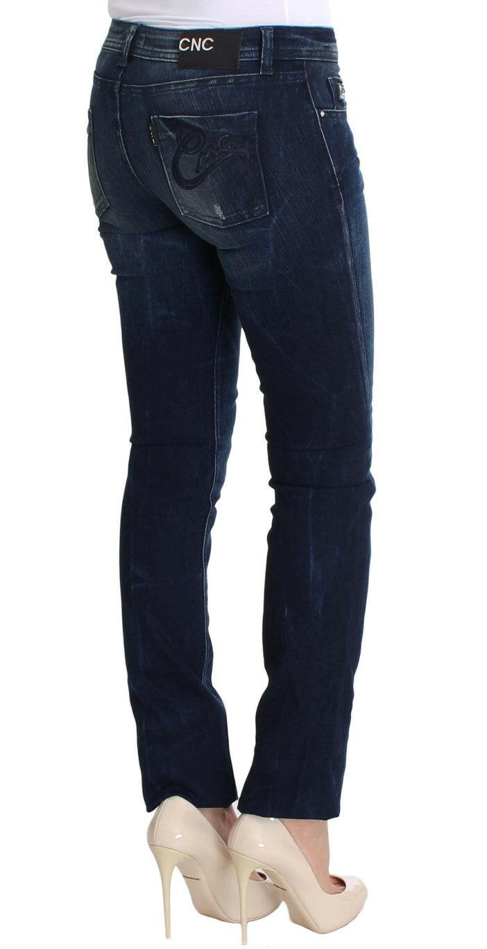 Costume National Slim Fit Skinny Jeans aus Baumwolle in blauer Waschung