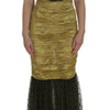 Dolce & Gabbana Yellow Black Floral Lace Ricamo Gown Dress