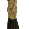 Dolce & Gabbana Yellow Black Floral Lace Ricamo Gown Dress