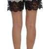 Dolce & Gabbana White Black Floral Lace Silk Sleepwear Shorts
