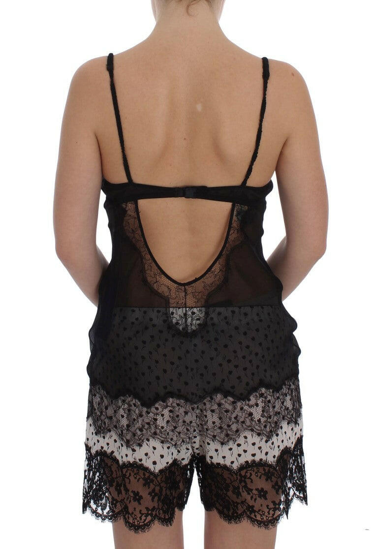 Dolce & Gabbana Black Silk Lace Babydoll Lingerie Top