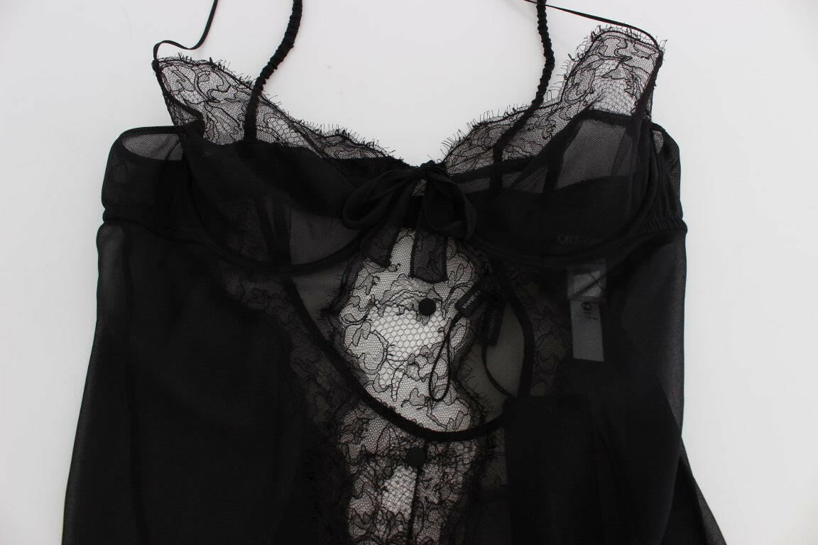 Dolce & Gabbana Black Silk Lace Babydoll Lingerie Top