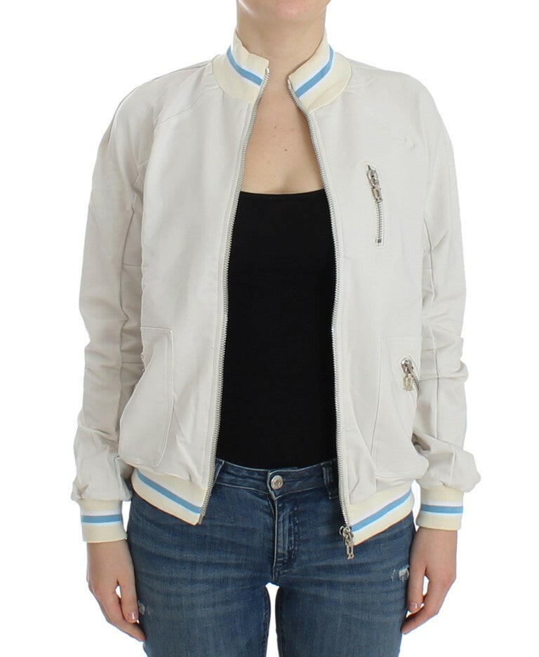 John Galliano White Mock Zip Cardigan Sweatshirt Sweater