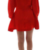 Fyodor Golan Red Mini Linen 3/4 Sleeve Sheath Dress