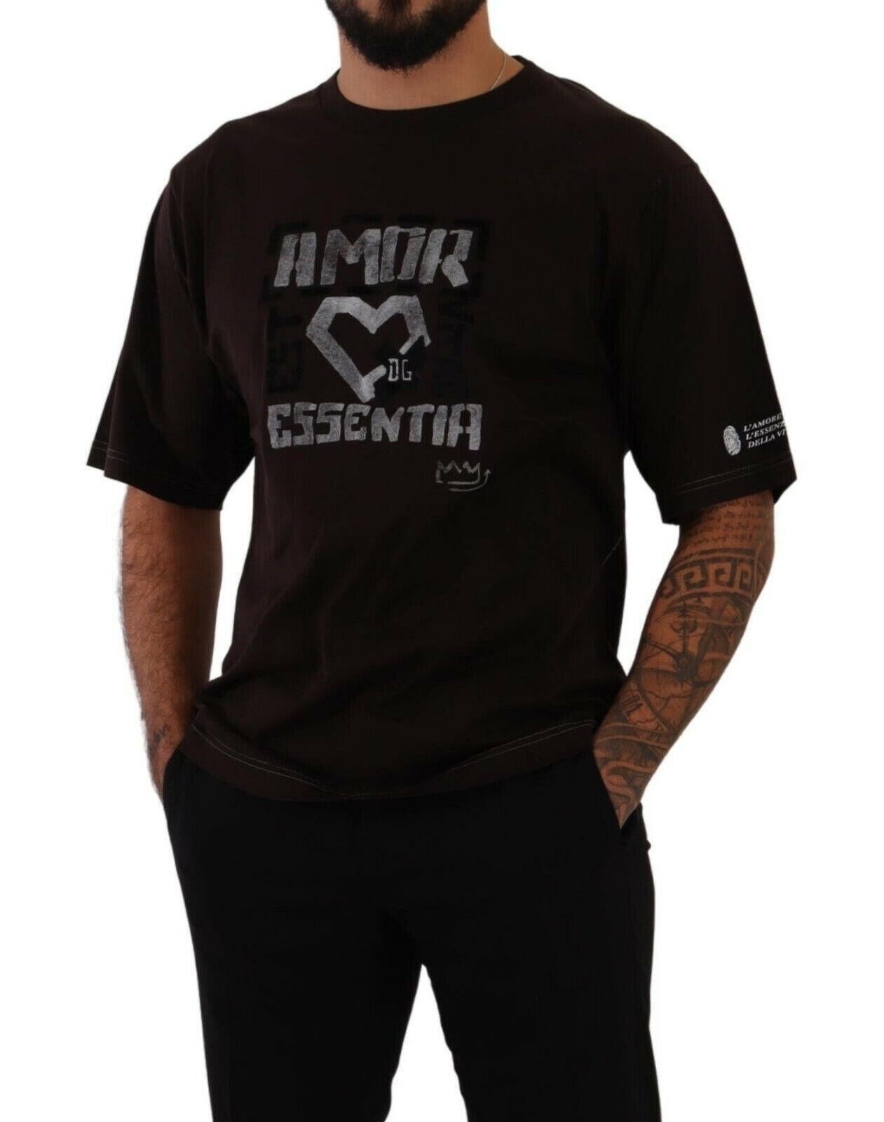 Dolce & Gabbana Bordeaux Cotton L-Amore Print Crewneck T-shirt