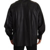 Dolce & Gabbana Black Leather Button Down Men Collared Jacket