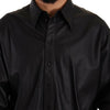 Dolce & Gabbana Black Leather Button Down Men Collared Jacket