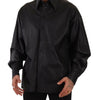 Dolce & Gabbana Black Leather Button Down Men Collared Jacket